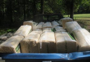 Twenty-five bags of shavings in the back of my truck.