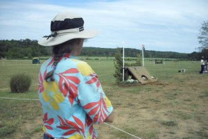 Like stout Cortez, silent, upon a peak in Darien, the author contemplates a Training level fence at the AEC. Photo by Kathie Mautner.