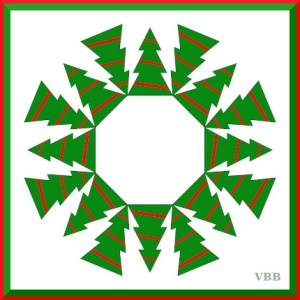 Computer drawing of green and red wreath