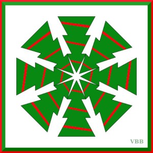 Computer drawing of green and red wreath