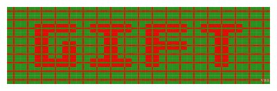 Computer drawing spelling out the word gift with gift boxes