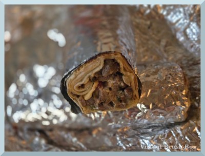 Photo of a wrap sandwich in aluminum foil