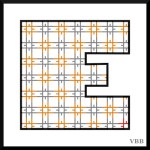 computer graphic of the letter E with an interior starburst pattern