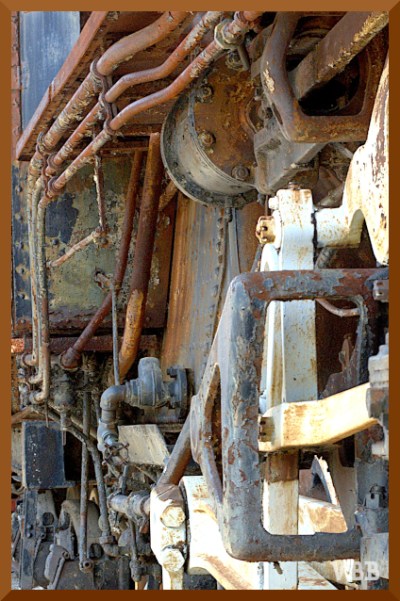 Photo closeup of of old railroad car