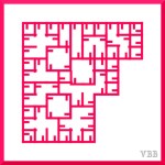 graphic design of letter F, filled with smaller Fs