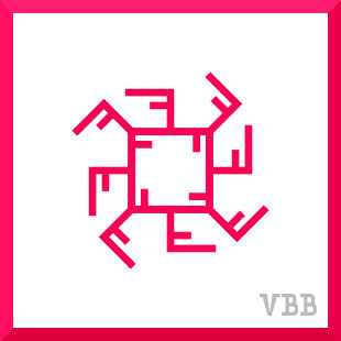 graphic design of a wheel shape made out of 12 of the letter F