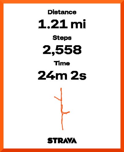 Strava map of 1.21 mile walk