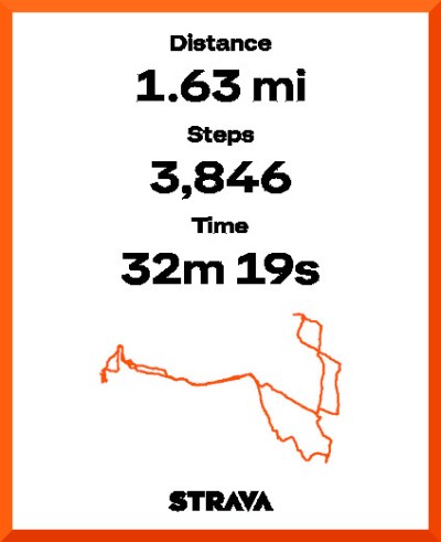 Strava map of 1.63 mile walk