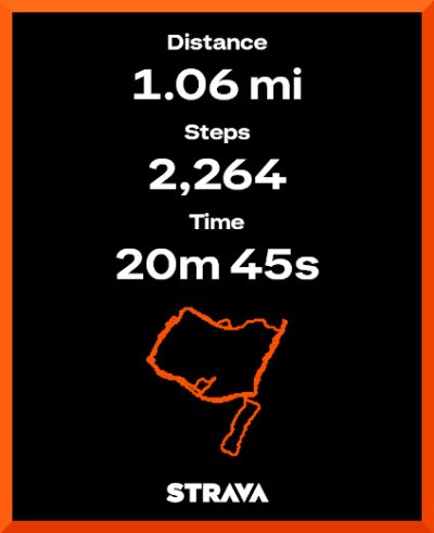 Strava map of 1.06 mile walk
