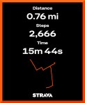 Strava map of 0.76 mile walk