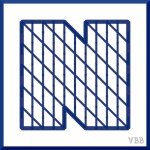 computer graphic of the letter N, filled with the letter N