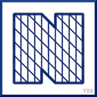 computer graphic of the letter N, filled with the letter N