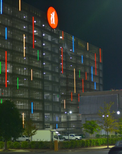 Children's Hospital parking Deck at night