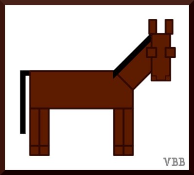 Computer drawing of horse made from rectangles, brown