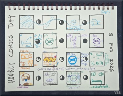 Photo of a page of a notebook with 16 squares, transcript in text