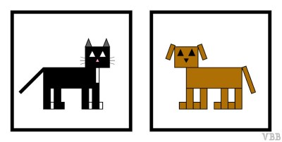 Computer graphic of a cat comic and a dog comic.