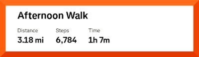 Strava numbers to go with map. Distance 3.18, Steps 6,784, Time 1 hour 7 minutes