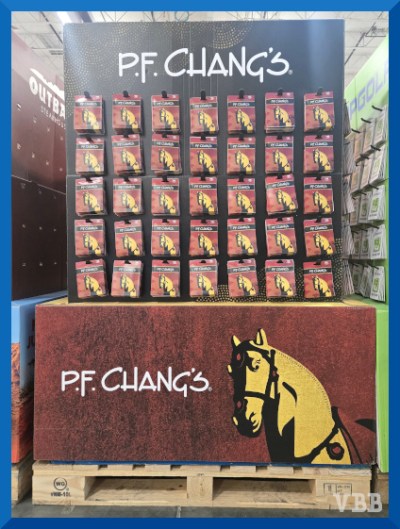 Photo of a P.F. Chang's gift card display rack, showing the graphic of the head of one of their signature horse statues