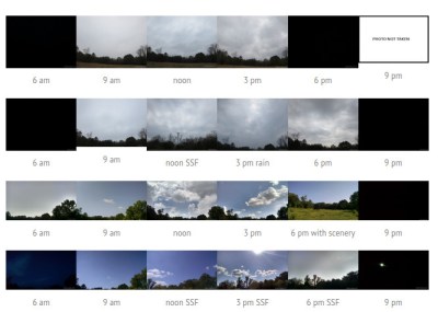 Four rows of photos taken every three hours on four days