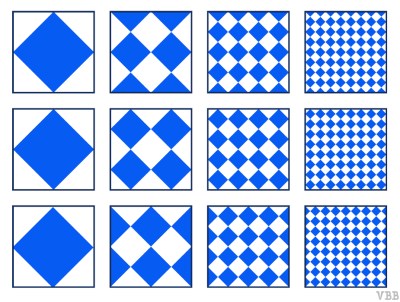 Graphic of boxes containing progressively smaller blue and white squares.