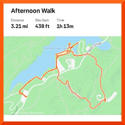 Strava map of 3.21 mile walk
