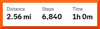 Strava numbers to go with map. Distance 2.56 miles. Steps 6,840. Time 1 hour.