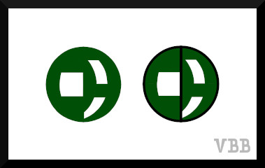 Graphic drawing of the letters C and A in a circle, two versions.